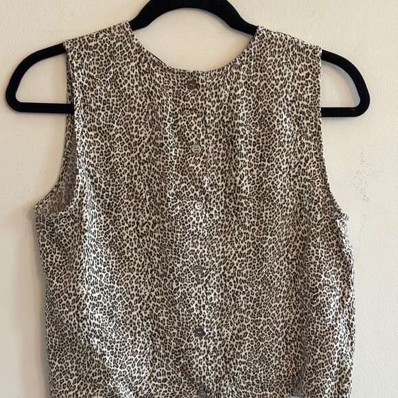 Jenni Kayne Leopard Print Sleeveless Shirt - Size Small - Picture 3 of 4